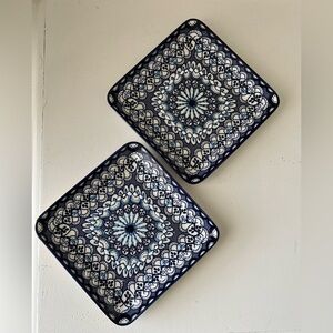 Pottery Barn Baja Appetizer Plate Set of 2 |Handpainted Blue on White